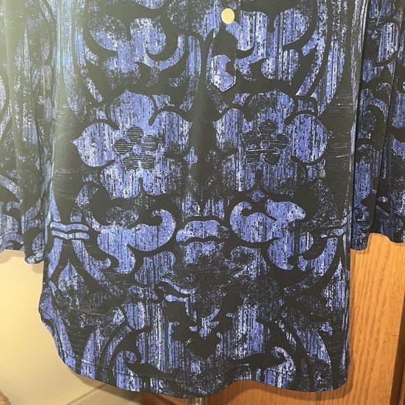Alfani Black/Purple Contemporary Print Shirt. - Picture 3 of 6